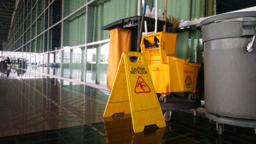 The,warning,signs,cleaning,and,caution,wet,floor,in,the